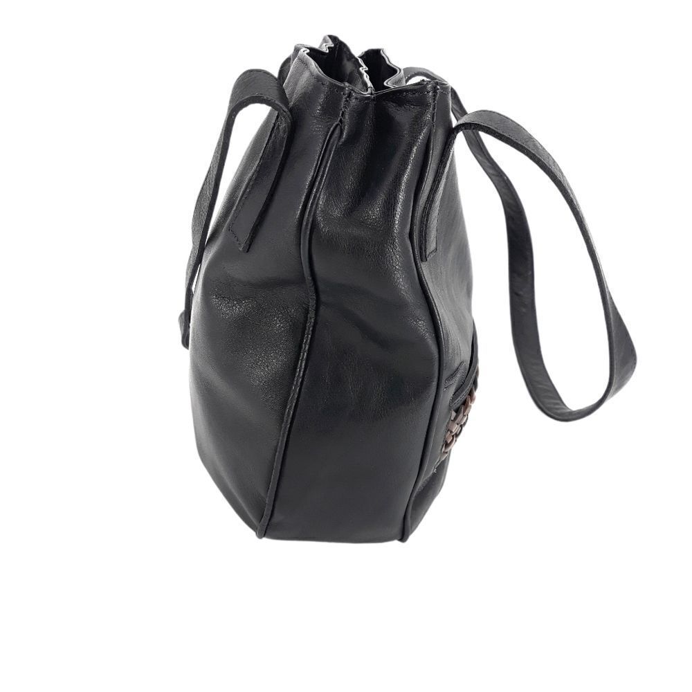 Cassis Genuine Leather Black Shoulder Bag Braided‎ - Picture 8 of 17